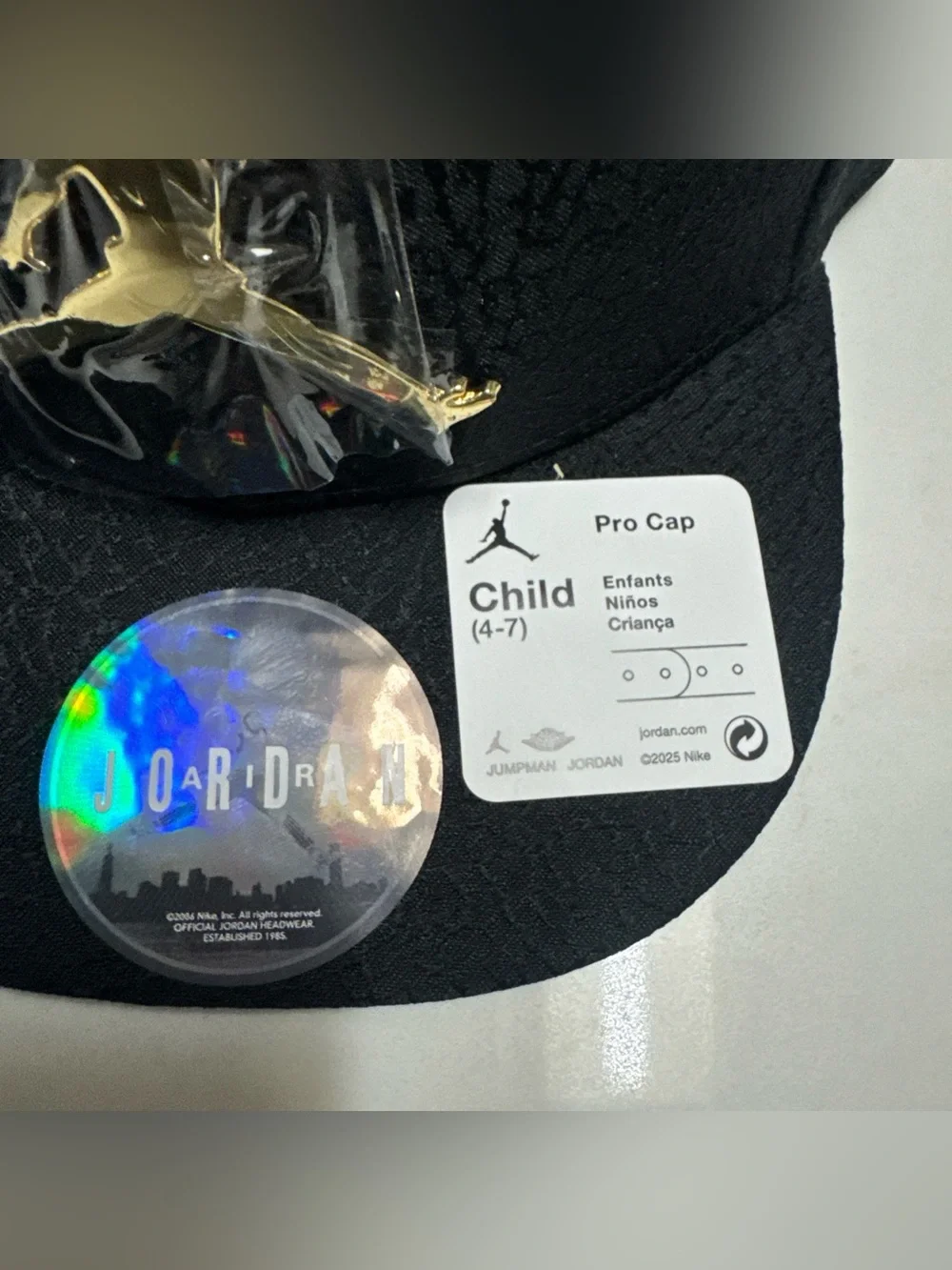 Jordan Jumpman Black Adjustable Snapback Cap, Child 4-7, Polyester Canvas